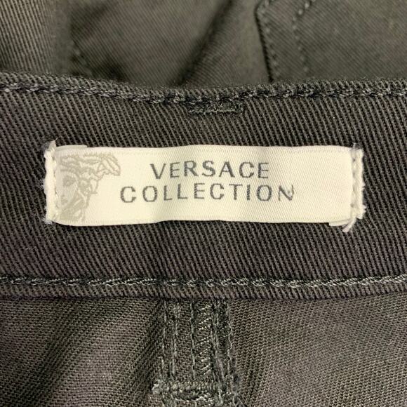 VERSACE COLLECTION Size 30 Donna Black Cotton Blend Studded Skinny Jeans - Picture 6 of 11